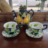 6PC BLACK ICING ON THE CAKE BLUE SKY TEA SET
