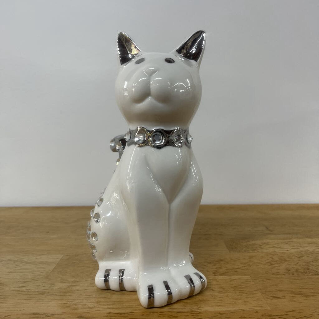 APROPOS WHITE CAT FIGURINE W/ RHINESTONES