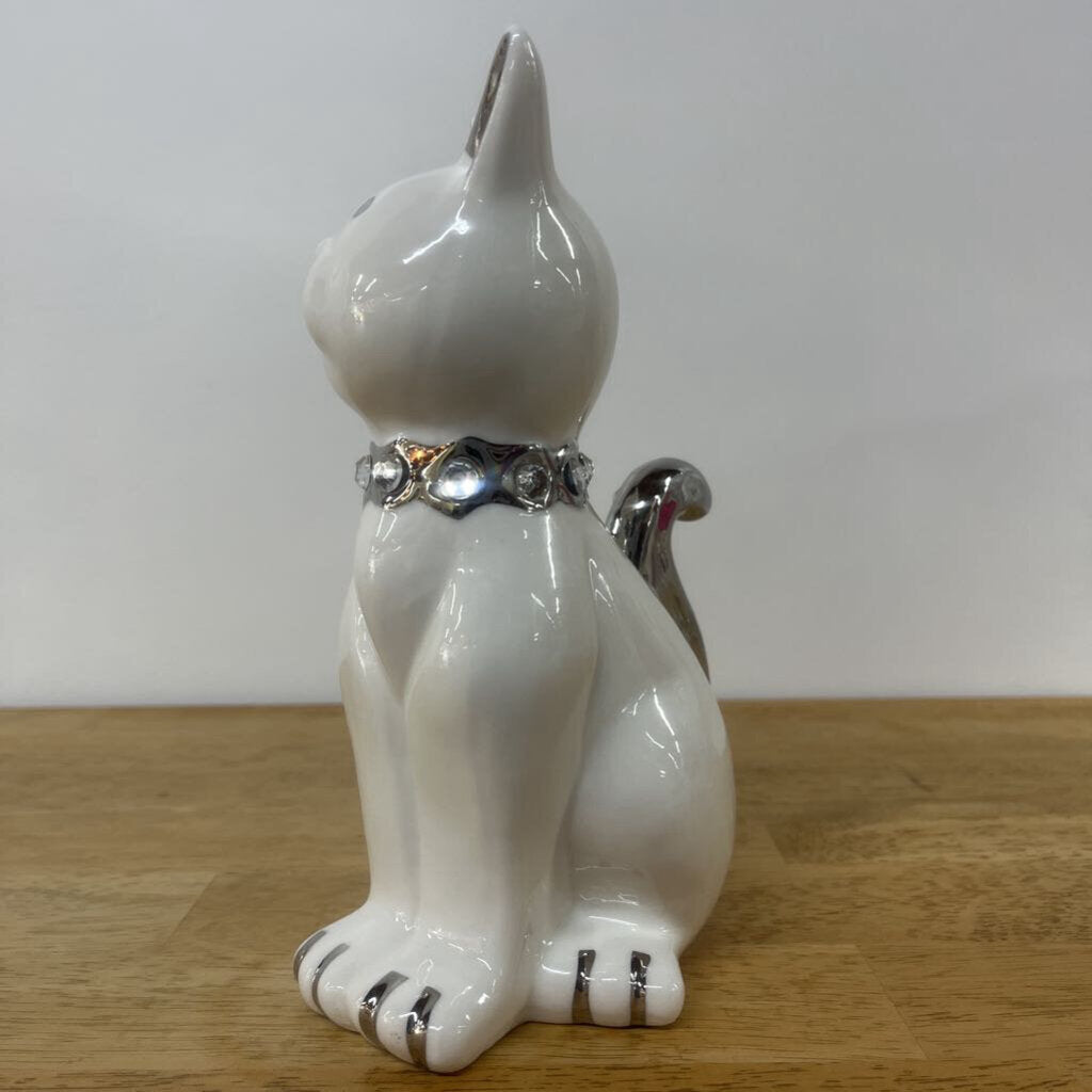 APROPOS WHITE CAT FIGURINE W/ RHINESTONES