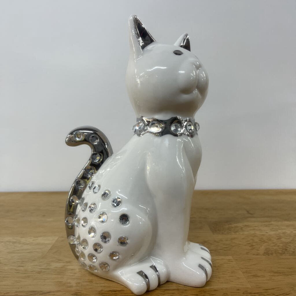 APROPOS WHITE CAT FIGURINE W/ RHINESTONES