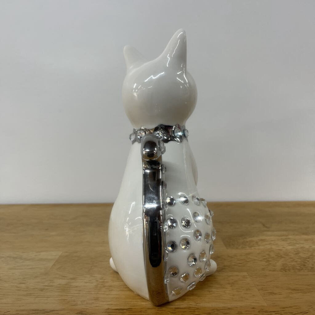 APROPOS WHITE CAT FIGURINE W/ RHINESTONES