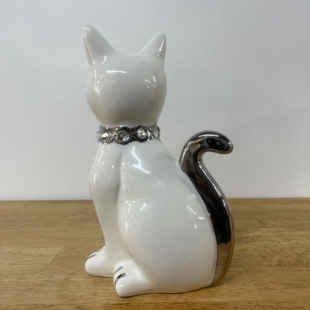 APROPOS WHITE CAT FIGURINE W/ RHINESTONES