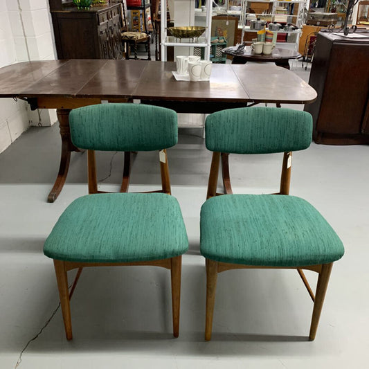 MID CENTURY MODERN PAIR FABRIC CUSHION CHAIRS