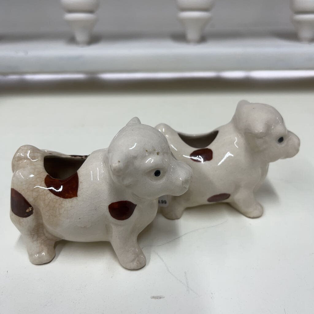 VINTAGE PAIR COW TOOTHPICK HOLDER-Thriftique Marketplace