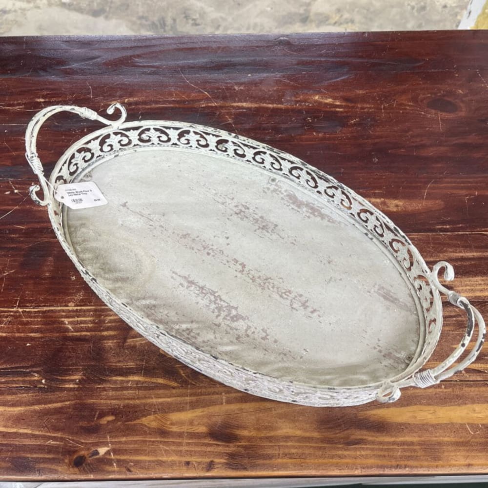 WHITE WASH FLEUR D LES METAL TRAY