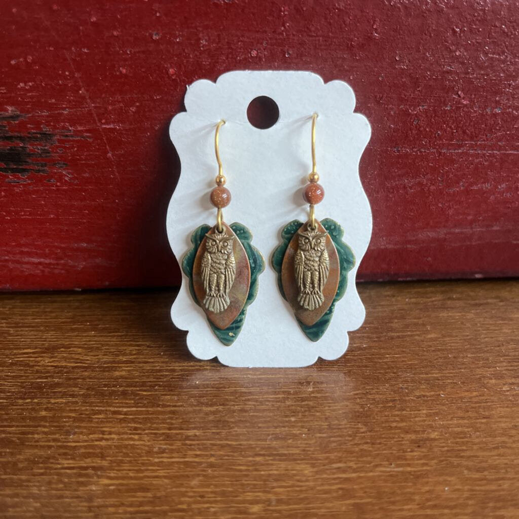 HAND CRAFTED OWL EARRINGS-Thriftique Marketplace