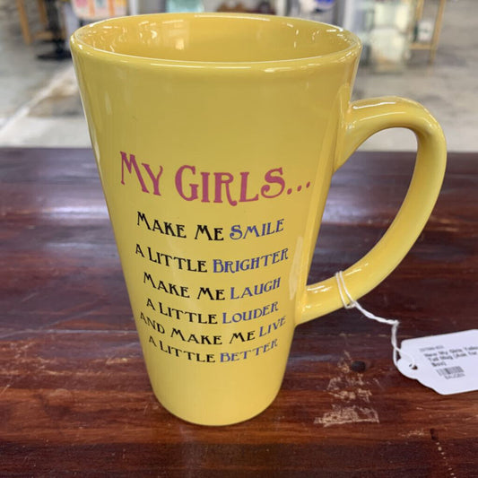 NEW MY GIRLS YELLOW TALL MUG (ASK FOR BOX)