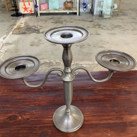 PEWTER 3 ARM CANDELABRA