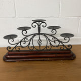 Old Wood & Iron 5 Arm Tabletop Candholder