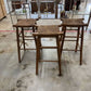SET OF 3 RUSTIC PRIMITIVE RUSH SADDLE SEAT STOOLS