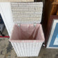 WHITE WICKER LAUNDRY HAMPER WITH LINER