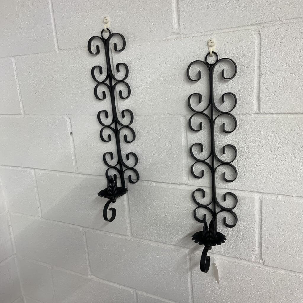 Pair Black Wrought Iron all Scones (2)