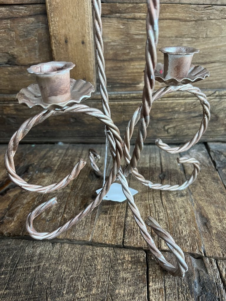 ROPED TABLETOP DOUBLE VOTIVE HOLDER