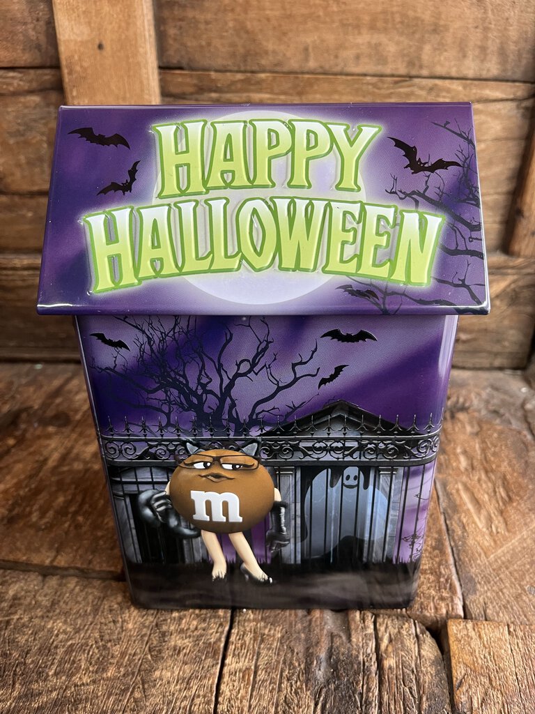 M&M HALLOWEEN HOUSE TIN WITH LID