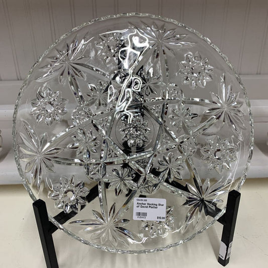 ANCHOR HOCKING STAR OF DAVID PLATTER-Thriftique Marketplace