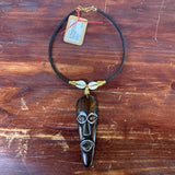 Set Beaded Carved Cowrie Shell Necklace w/Earrings