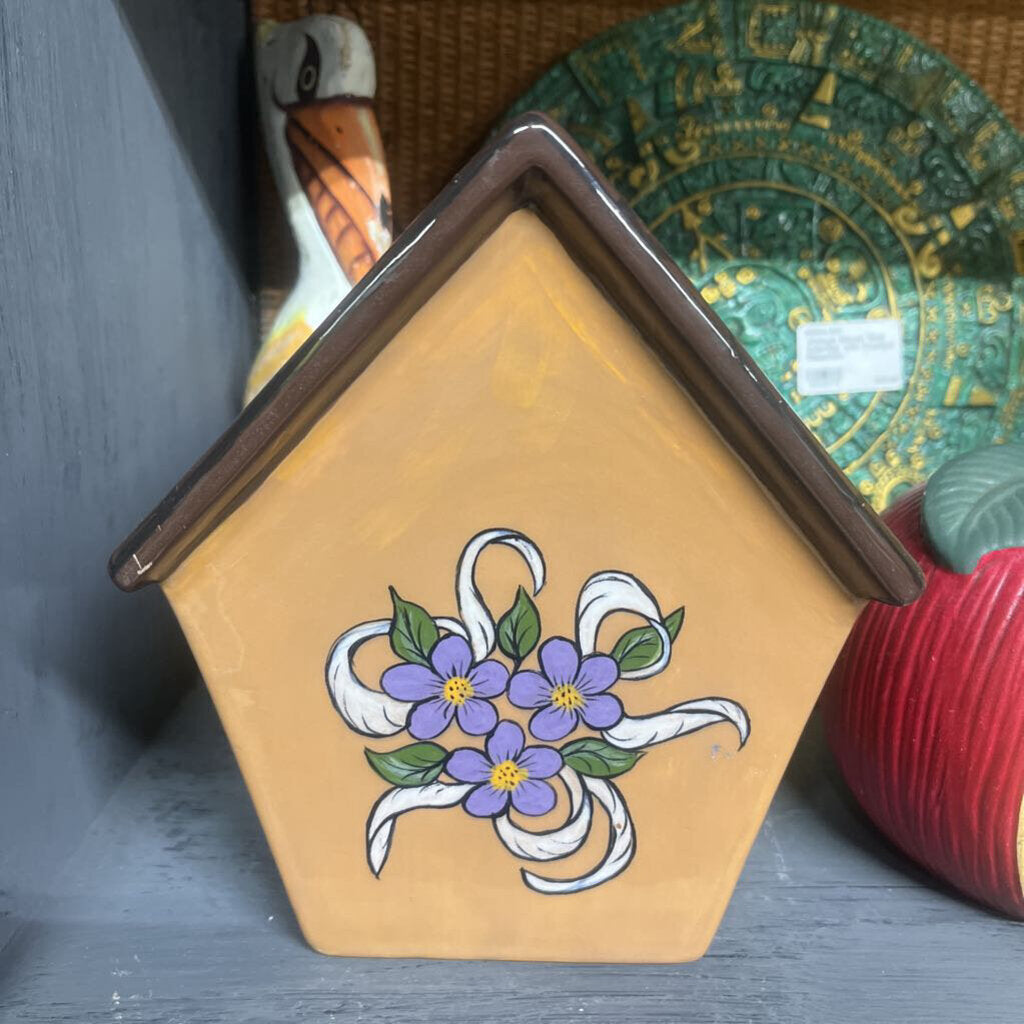 CERAMIC HAND PAINTED BIRD HOUSE - HOME SWEET HOME