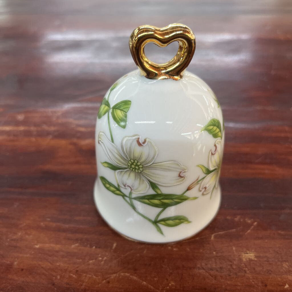 Ceramic bell with dogwood