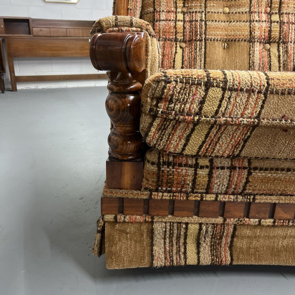 BROWN STRIPPED EASY CHAIR