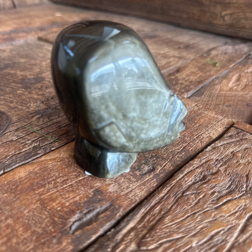 CARVED STONE HEAD BUSK