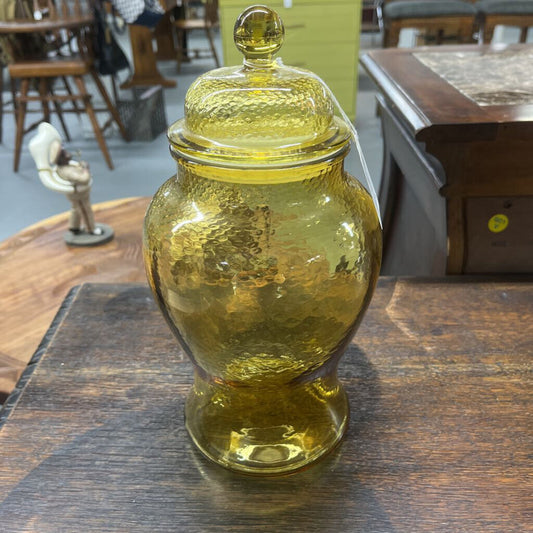 AMBER GLASS GINGER JAR