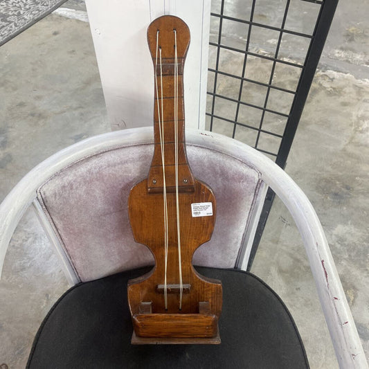 Vintage Wood Violin Fiddle Wall Hanger with Pocket for Flowers or Display 21"