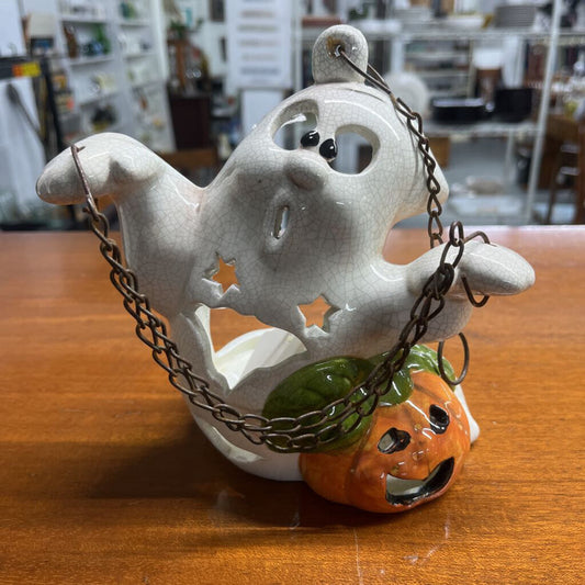 HALLOWEEN GHOST HANGING TEA LITE HOLDER