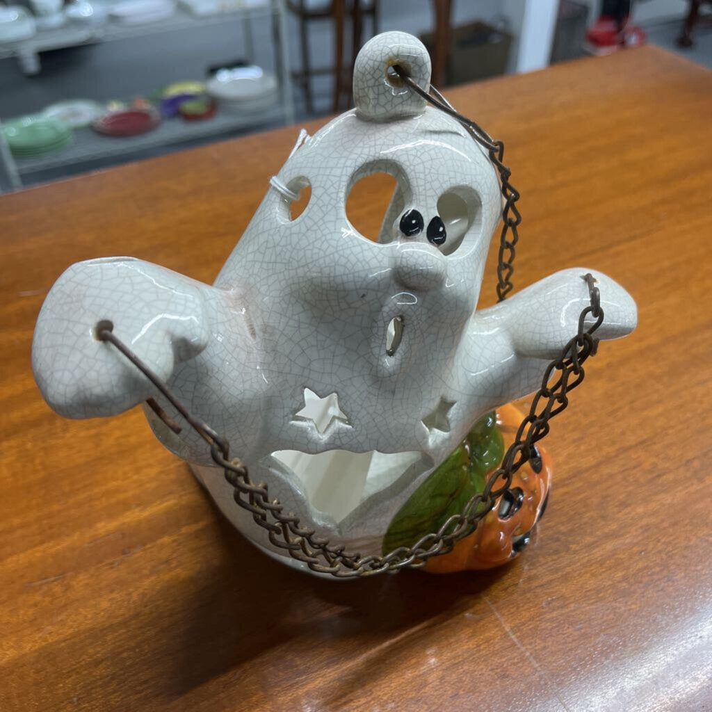 HALLOWEEN GHOST HANGING TEA LITE HOLDER