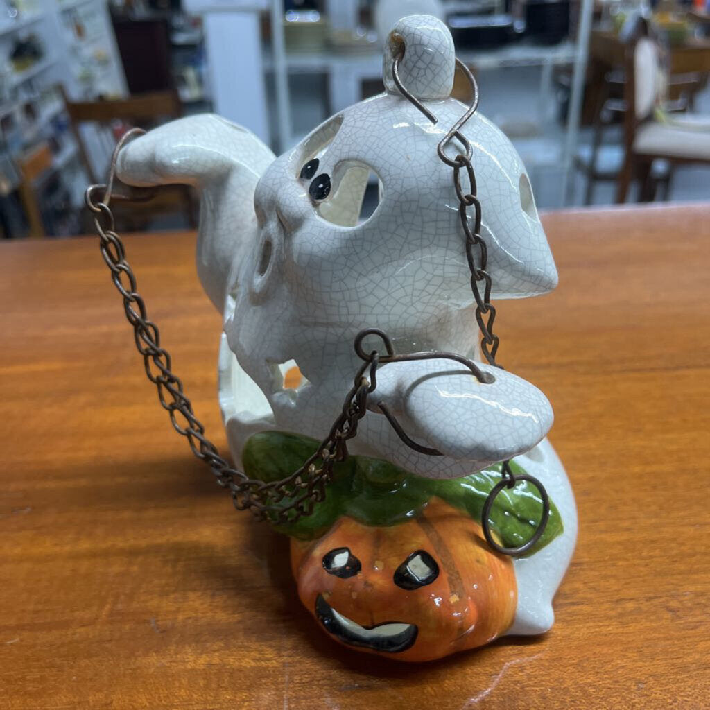 HALLOWEEN GHOST HANGING TEA LITE HOLDER