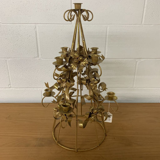 TALL GOLDEN IRON TREE CANDLEHOLDER