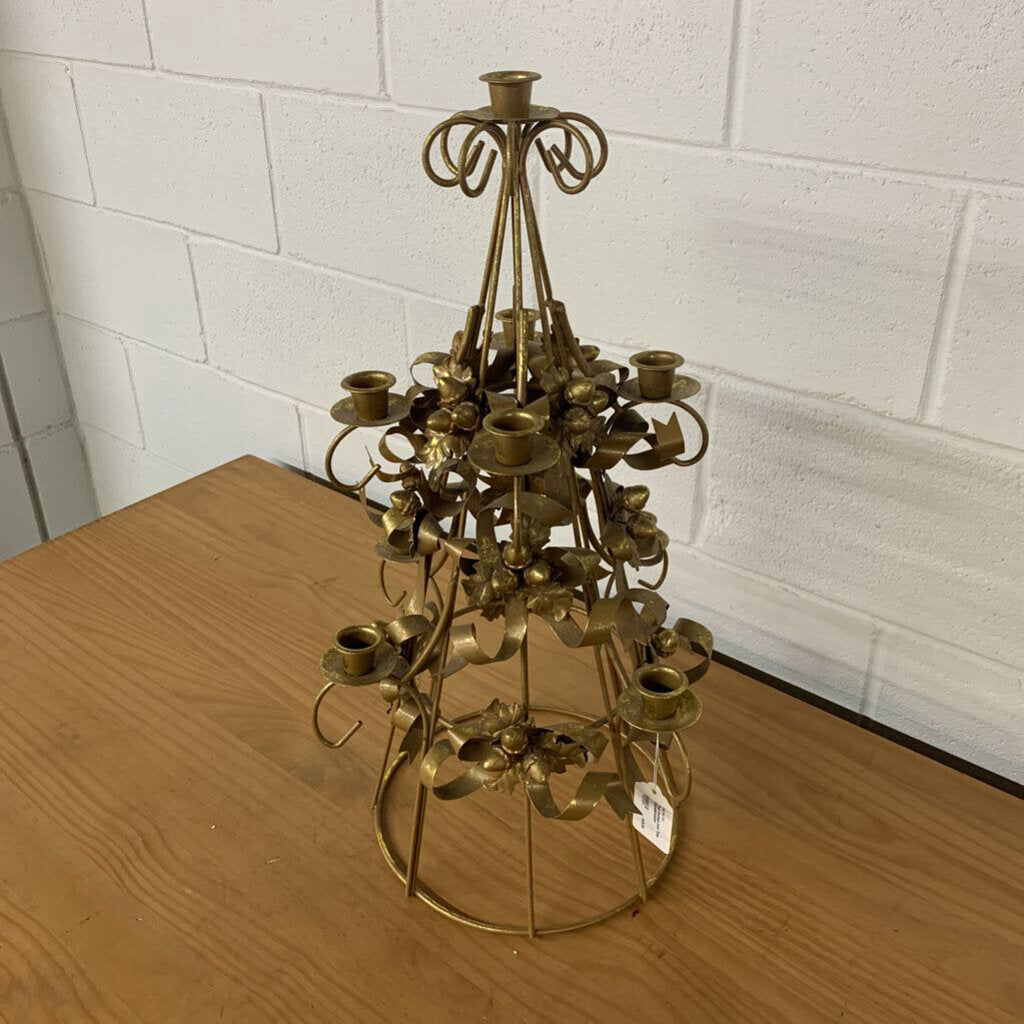 TALL GOLDEN IRON TREE CANDLEHOLDER