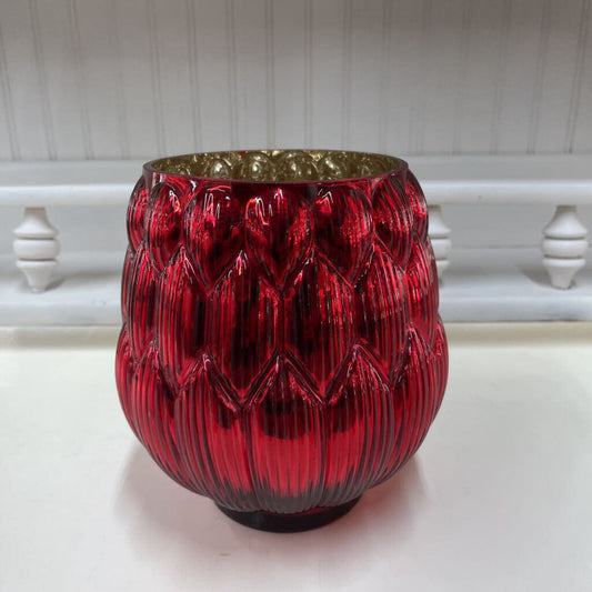 RED FOIL GLASS VASE-Thriftique Marketplace