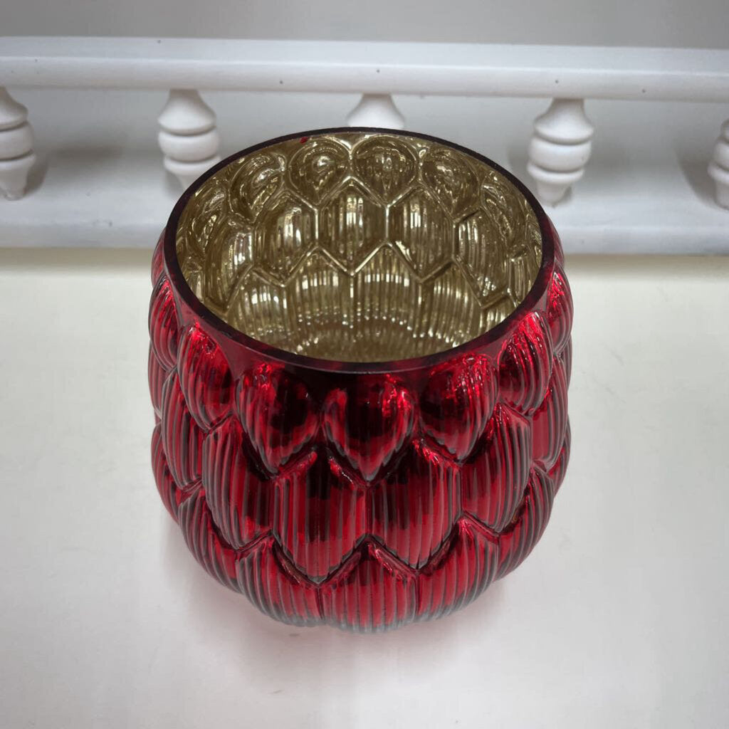 RED FOIL GLASS VASE-Thriftique Marketplace