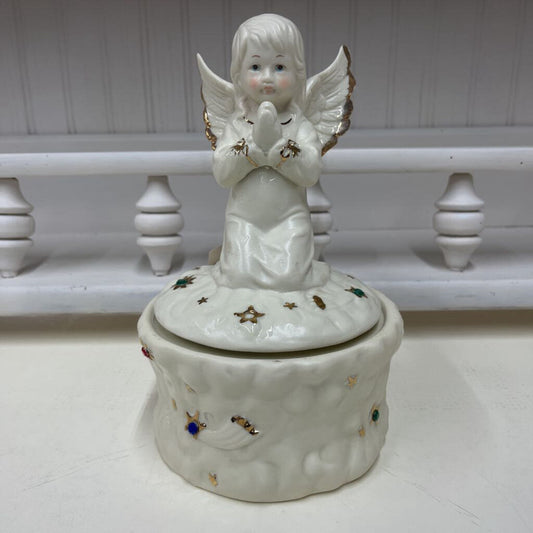 LARGE REVOLVING CHRISTMAS ANGEL MUSIC BOX