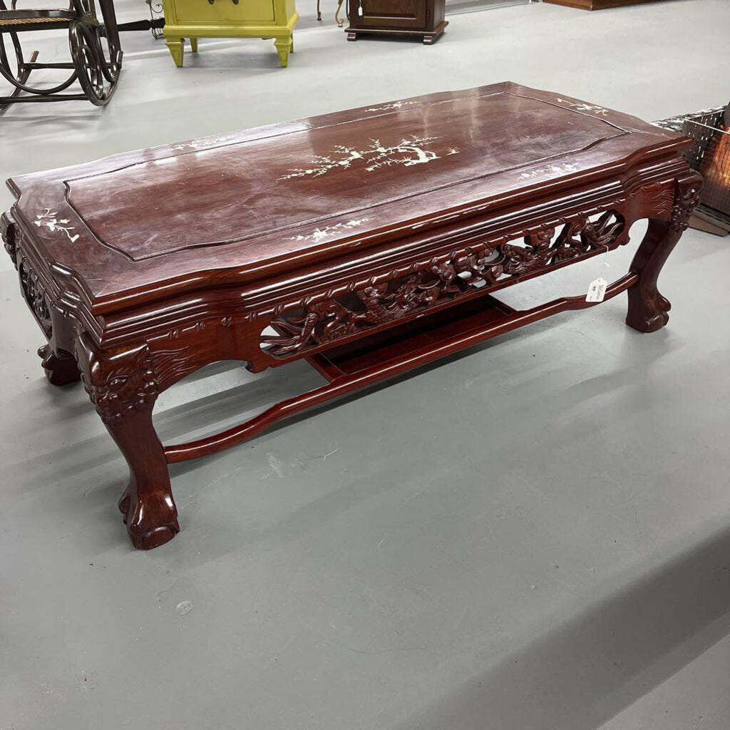 ORIENTAL ROSEWOOD INLAID COFFEE TABLE-Thriftique Marketplace