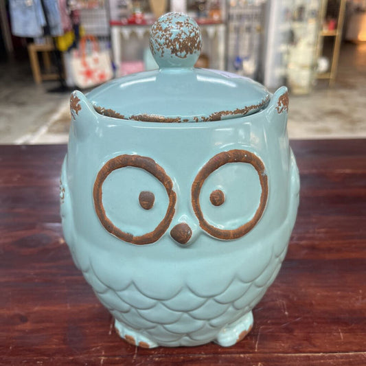 BLUE OWL COOKIE JAR