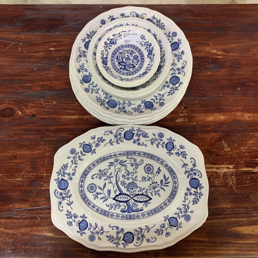 BLUE WILLOW KENSINGTON ENGLAND IRONSTONE HANDCRAFTED DISH 10PC SET