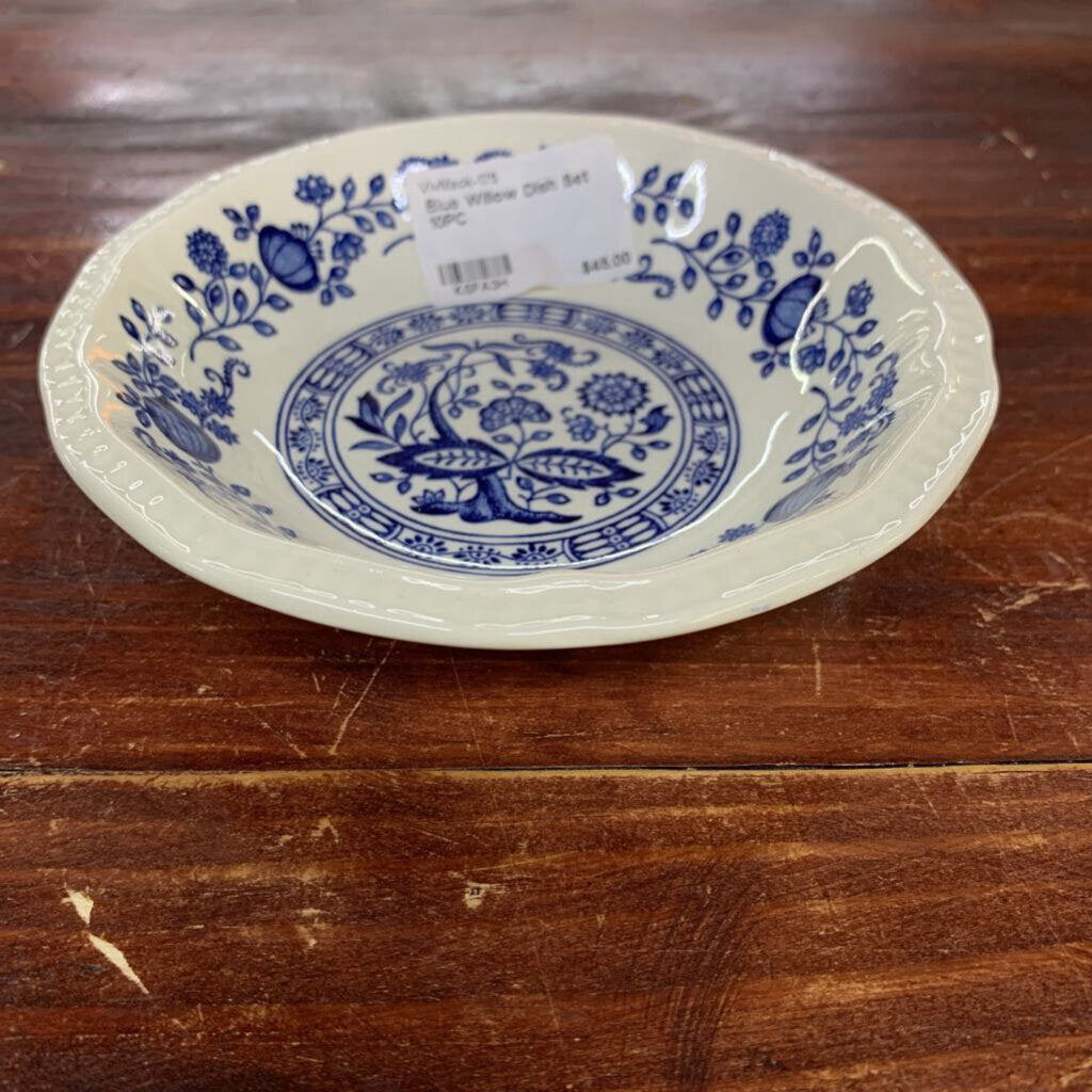 BLUE WILLOW KENSINGTON ENGLAND IRONSTONE HANDCRAFTED DISH 10PC SET