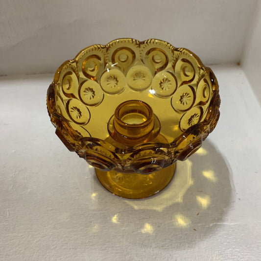 L. E. SMITH MOON & STARS AMBER CANDLE HOLDER  (LOCATED AT GULFPORT, MS)