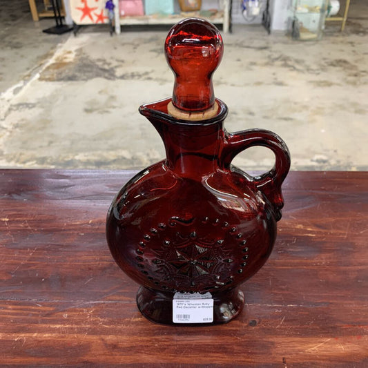 1970"S WHEATON RUBY RED DECANTER W/STOPPER