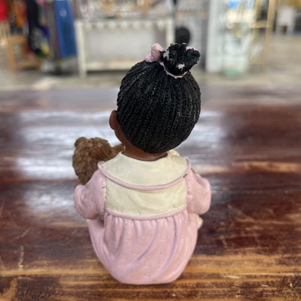 VINTAGE FIGURINE - LITTLE GIRL WITH TEDDY BEAR