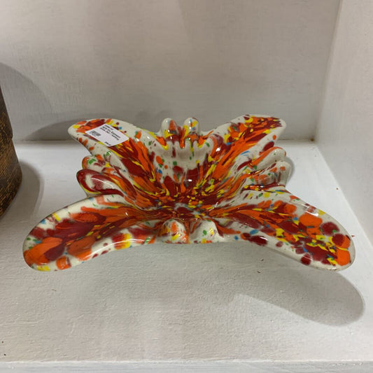 MID CENTURY MODERN FIRE EXPLOSION WHITE DISH / ASHTRAY