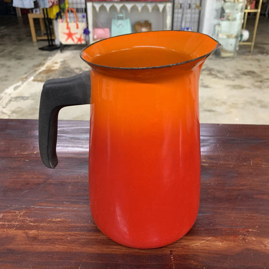 VINTAGE ORANGE ENAMELWARE PITCHER