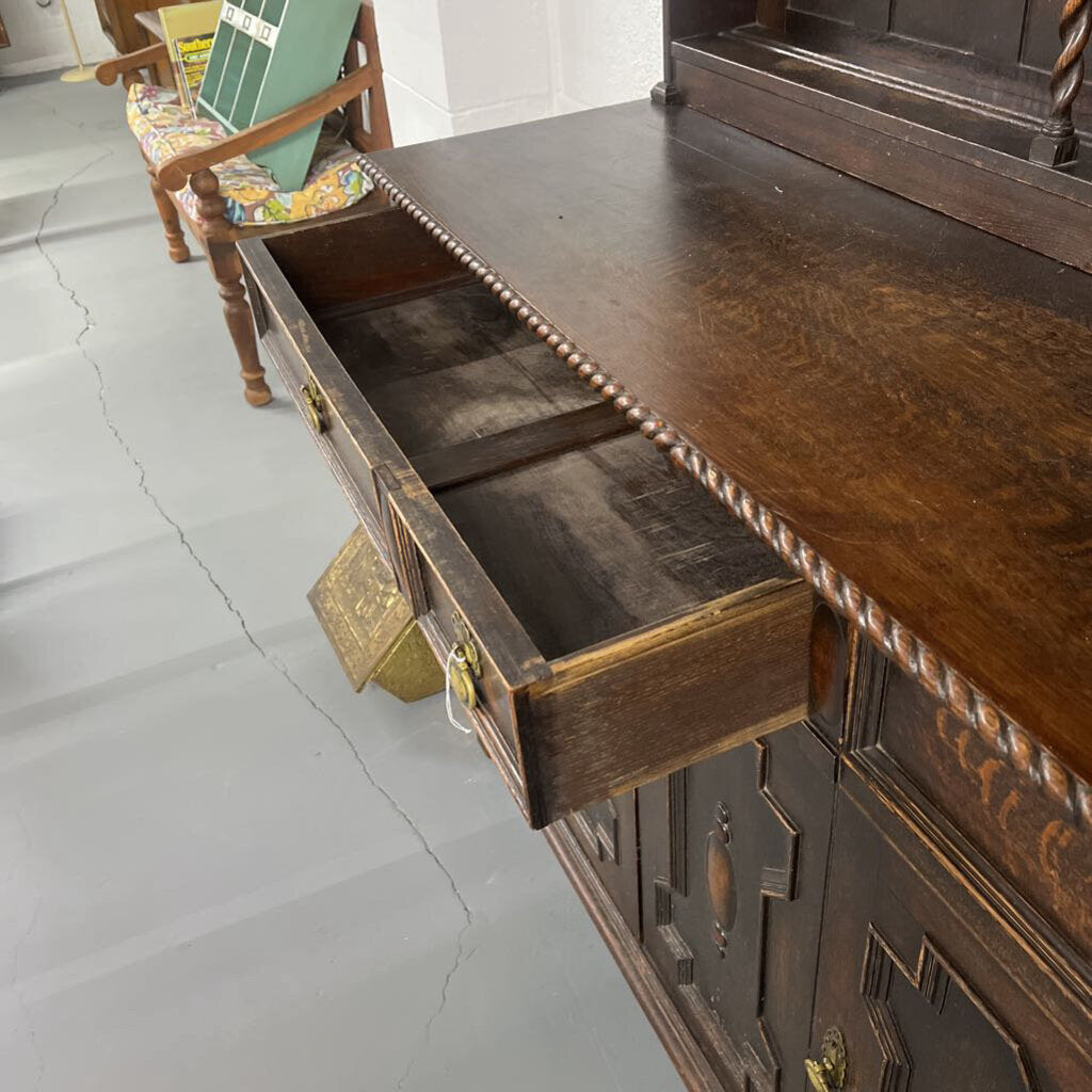 17th Century Antique Oak Wood Sideboard