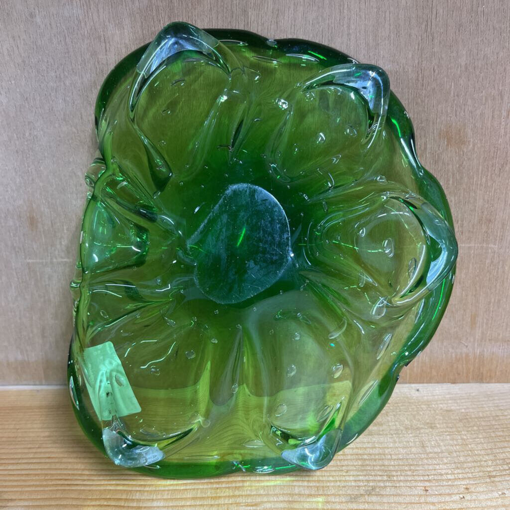 Green Art Glass Candy Bowl (1950s)