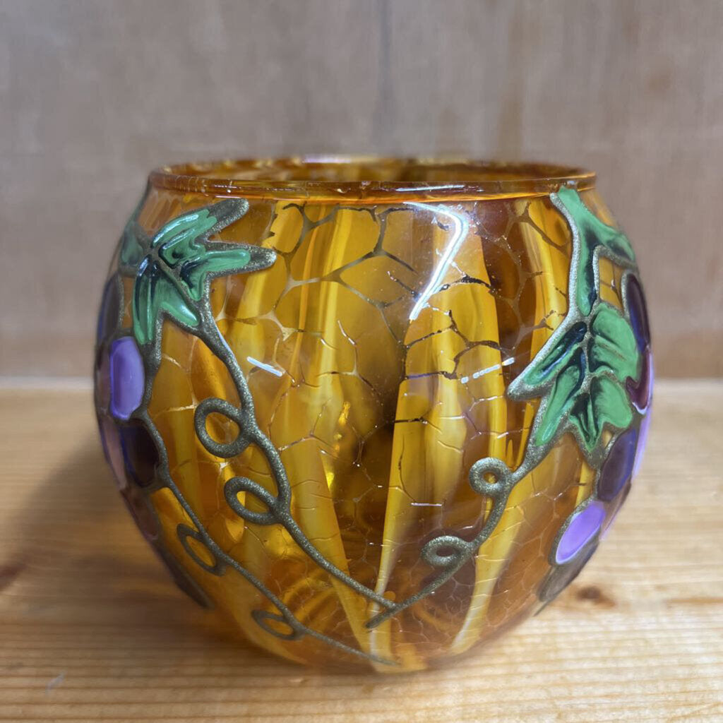 HAND PAINTED GRAPE DESIGN VASE