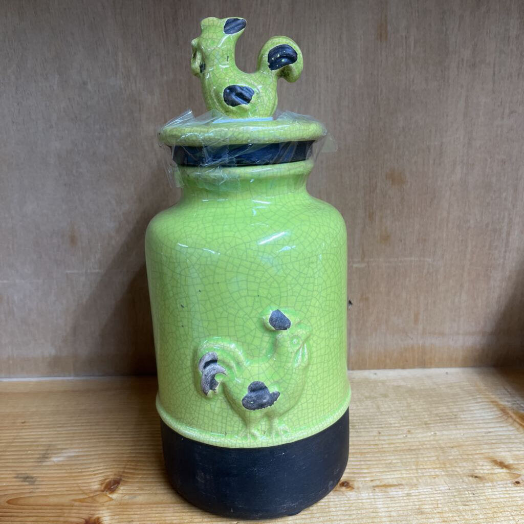 GREEN ROOSTER CANISTER