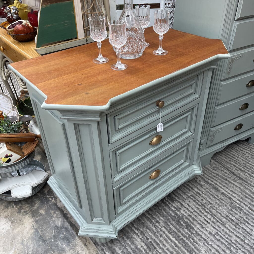 Thriftique Marketplace-SAGE GREEN 3 DRAWER NIGHT STAND