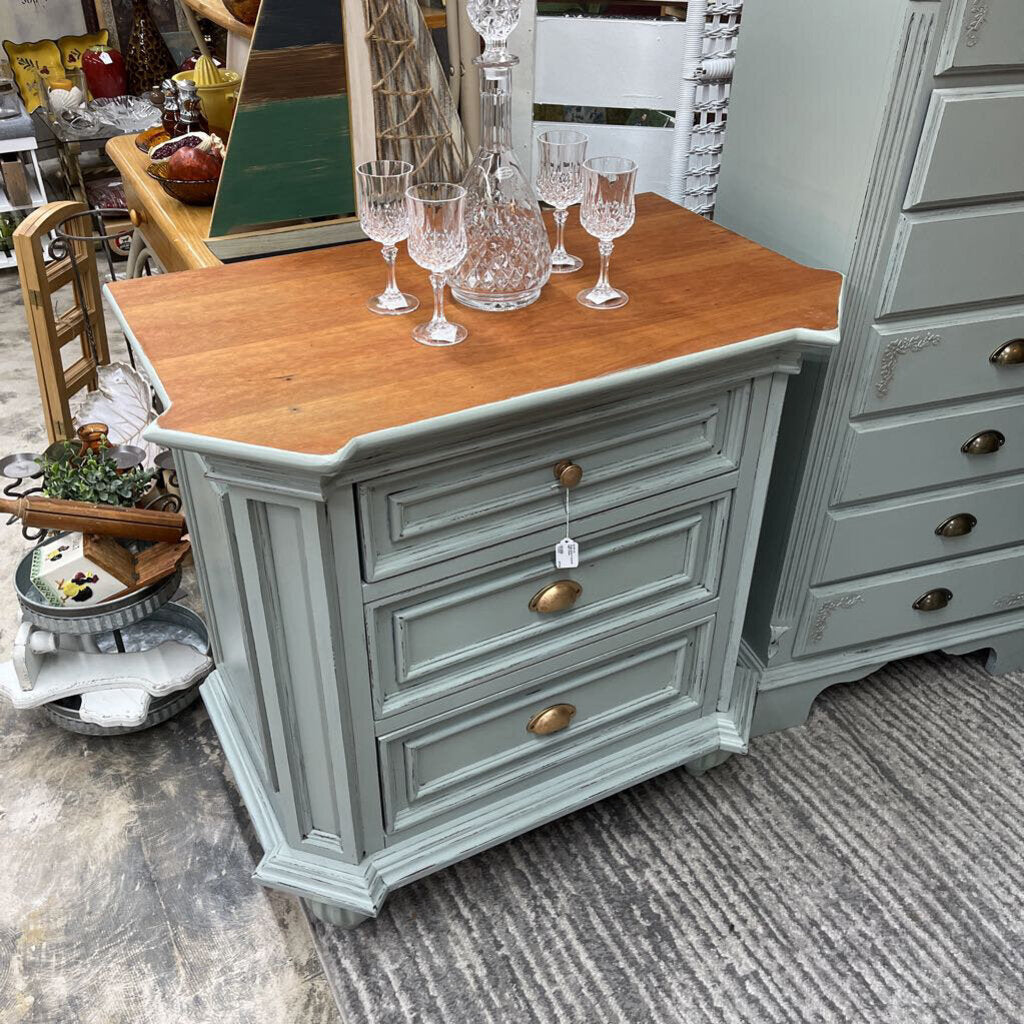 Thriftique Marketplace-SAGE GREEN 3 DRAWER NIGHT STAND