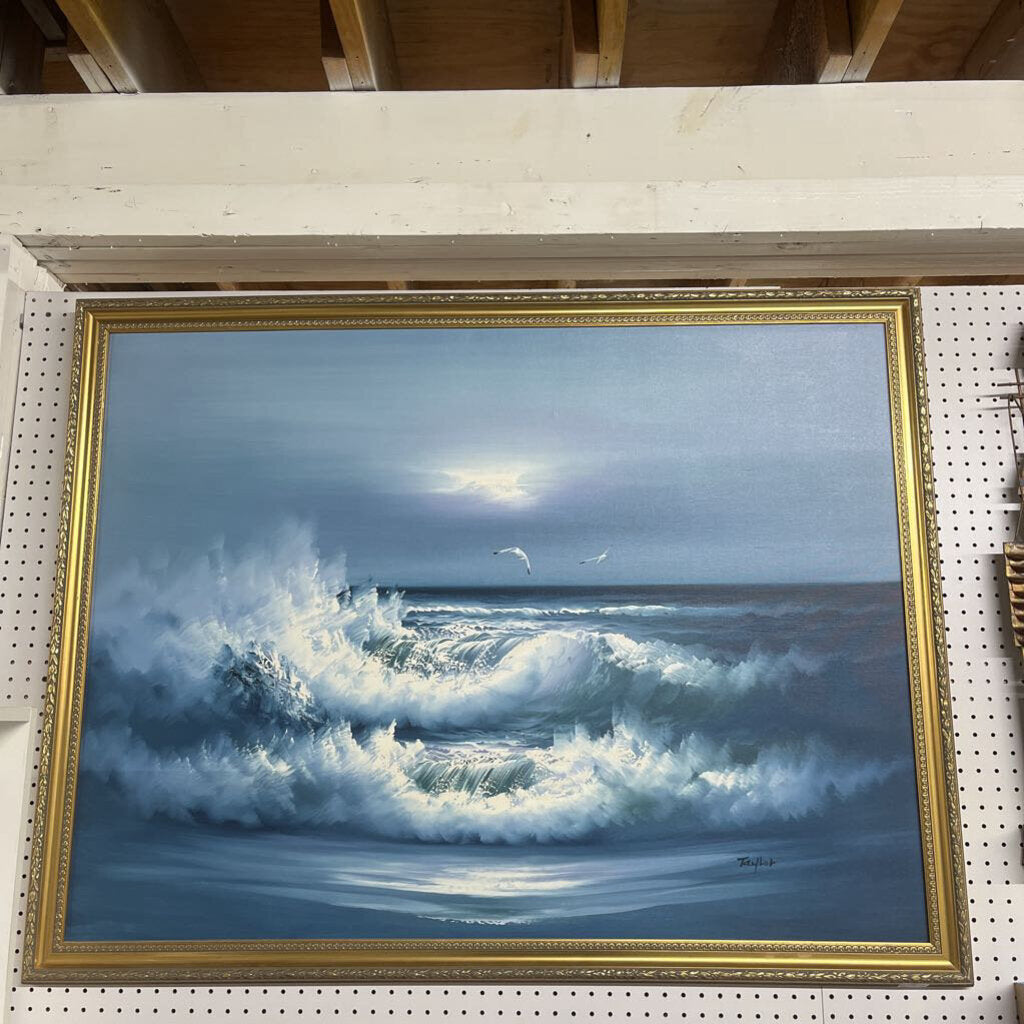 FRAMED OCEAN PAINTING SIGNED TAYLOR